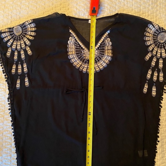 Sheer Black Cover Up with Embroidered Details - Picture 2 of 6